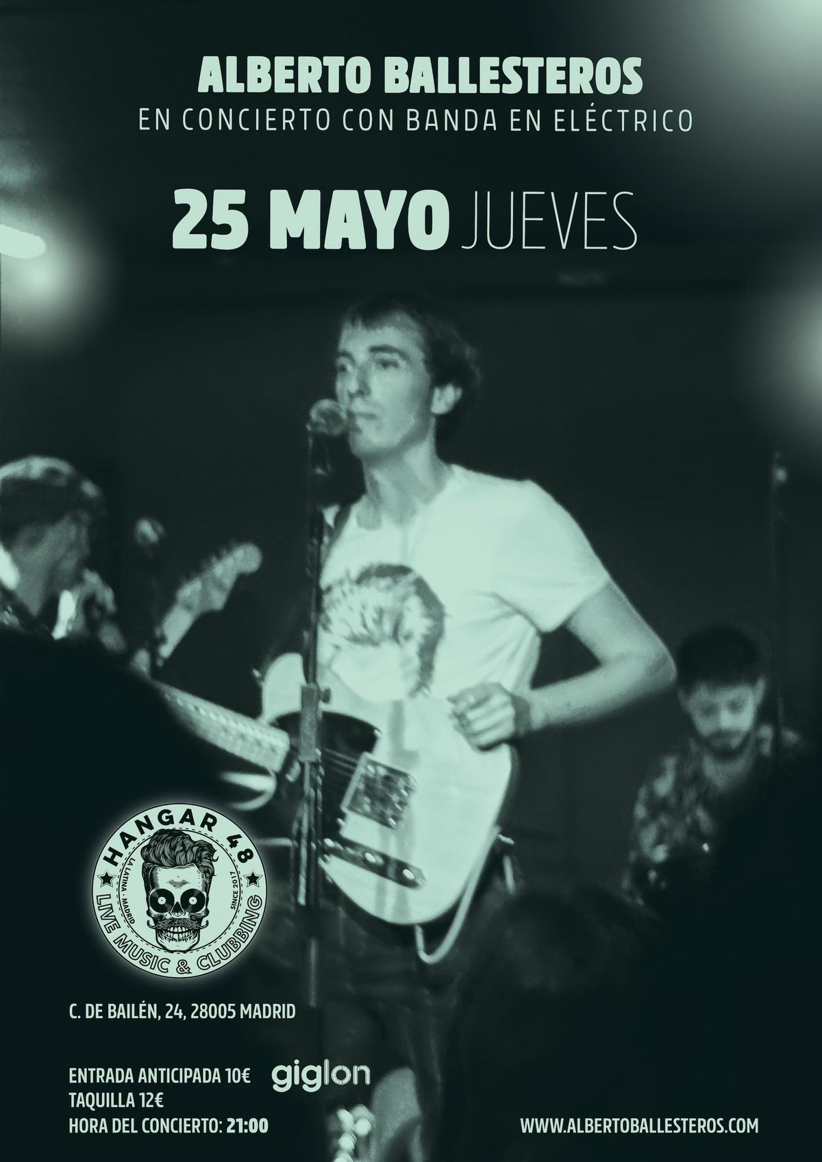 Cartel del concierto de Alberto en Hangar48, jueves 25 de mayo